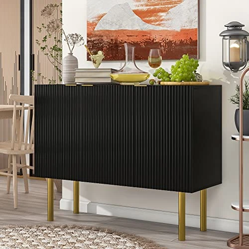 LUMISOL Modern Sideboard Storage Cabinet Buffet Table With 3 Doors, Accent Cabinet With Gold Metal Legs For Home Living Room 1 LUMISOL Modern Sideboard Storage Cabinet Buffet Table With 3 Doors, Accent Cabinet With Gold Metal Legs For Home Living Room