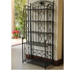 International Caravan 5-Tier Iron Indoor/Outdoor Bakers Rack, Pewter