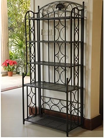 International Caravan 5-Tier Iron Indoor/Outdoor Bakers Rack, Pewter 6 International Caravan 5-Tier Iron Indoor/Outdoor Bakers Rack, Pewter - Image 6