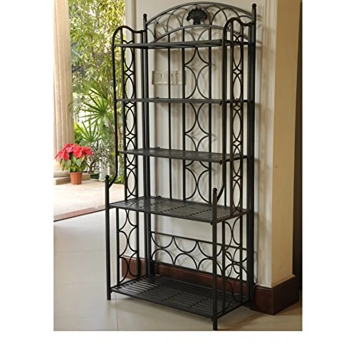 International Caravan 5-Tier Iron Indoor/Outdoor Bakers Rack, Pewter 1 International Caravan 5-Tier Iron Indoor/Outdoor Bakers Rack, Pewter