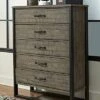By Ashley Brennagan 5 Drawer Chest, Rustic Gray