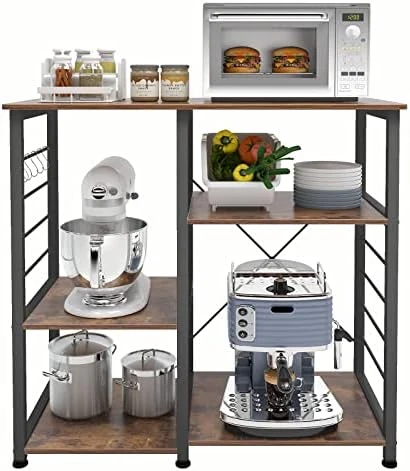 DlandHome Microwave Cart Stand 35.4 Inches, Kitchen Baker's Rack Utility Storage Shelf Microwave Stand 3-Tier X 3-Tier For Spice Rack Organizer Workstation Shelf, Vintage 10 DlandHome Microwave Cart Stand 35.4 Inches, Kitchen Baker's Rack Utility Storage Shelf Microwave Stand 3-Tier X 3-Tier For Spice Rack Organizer Workstation Shelf, Vintage - Image 10