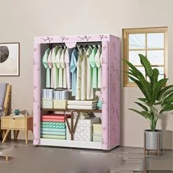 N/A Oxford Cloth Wardrobe Dustproof Storage Cabinet Folding Closet Bedroom Furniture 110 * 45 * 165cm (Color : D)