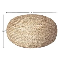 Decor Therapy Round Braided Natural Jute Woven Pouf Ottoman, 19" X 10" -Safavieh Furniture 51lAnjqlE3L