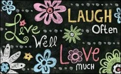 Toland Home Garden 800184 Live Laugh Love Chalkboard Flower Door Mat 18x30 Inch Outdoor Doormat For Entryway Indoor Entrance