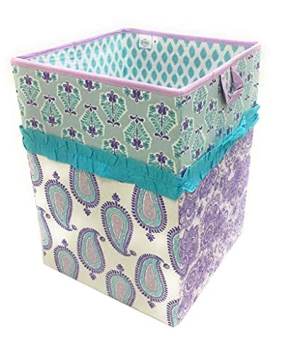 Bacati - Paisley Kids Storage (Collapsible Hamper 14 X 14 X 19 Inches, Lilac/Purple/Aqua) 4 Bacati - Paisley Kids Storage (Collapsible Hamper 14 X 14 X 19 Inches, Lilac/Purple/Aqua) - Image 4