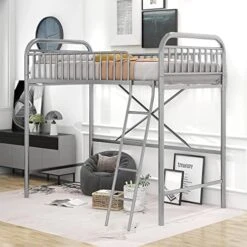 CITYLIGHT Metal Twin Loft Bed With Desk, Loft Bed Twin With Ladder And Full-Length Guardrails, X-Shaped Frame, Loft Bed With Workstation Desk For Kids,Teens, Black -Safavieh Furniture 51lc2WW8qBL. AC