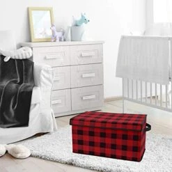 Sweet Jojo Designs Red And Black Buffalo Plaid Check Boy Small Fabric Toy Bin Storage Box Chest For Baby Nursery Or Kids Room - Woodland Rustic Country Farmhouse Lumberjack Check -Safavieh Furniture 51lmPbOICCL