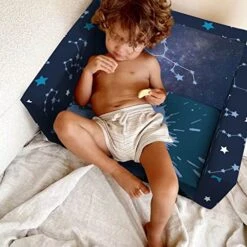 Fond + Found Kids Sofa, Zodiac Sign Toddler Couch 2-in-1 Convertible Sofa To Lounger, Starry Sky Flip Out Chair & Sleeper, Zodiac Gifts Kids Couch For Kids Girls Boys