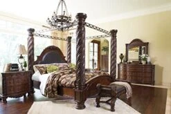 Signature Design By Ashley North Shore Ornate Faux Leather Upholstered Bedroom Bench, Dark Brown -Safavieh Furniture 51lu7Z4awcL