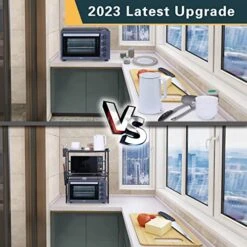 Microwave Oven Rack-Expandable Microwave Stand, With 6 Hooks/Cutlery Storge, Kitchen Storage Rack, For Kitchen Countertop Organizer, Kitchen Storage Tools, 3 Tier (L15.7~23.6" X W14.2" X H30.7")