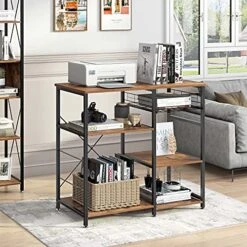 Wellynap Kitchen Bakers Rack With Storage, Industrial Microwave Oven Stand With Cabinet, Kitchen Stand With Hooks, Vintage Brown -Safavieh Furniture 51mDrMaidhL