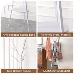 MULSH Standing Coat Rack Hat Hanger Coat Rack Hooks Coat Rack Hall Tree Entryway Standing Hat Jacket Coat Hanger Rack In White,17.72" W X 17.72" D X 73.46" H -Safavieh Furniture 51mMaS2SptL