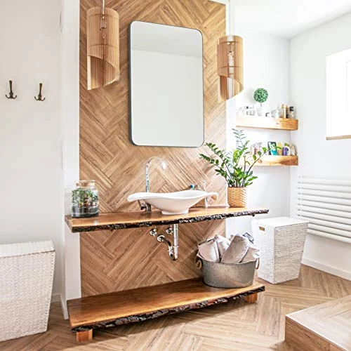 UPLAND OAKS Large Bathroom Mirrors For Wall - Modern Rectangular Mirror With Seamless Metal Mirror Frame - Easy To Install, Mounting Hardware Included (Silver, Slim Lip 36"x24") 3 UPLAND OAKS Large Bathroom Mirrors For Wall - Modern Rectangular Mirror With Seamless Metal Mirror Frame - Easy To Install, Mounting Hardware Included (Silver, Slim Lip 36"x24") - Image 3