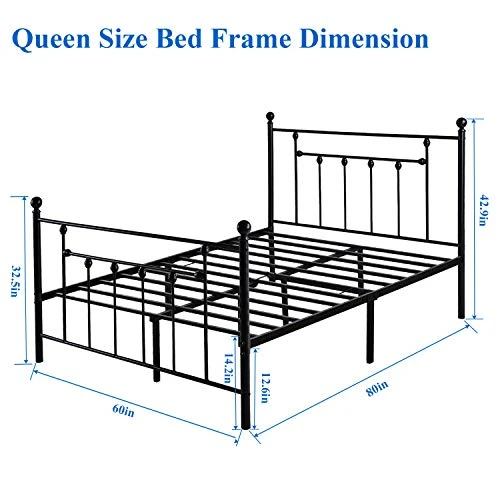 Queen Size Metal Bed Frame And Versatile Nightstands Set Of 2, Heavy-Duty Platform With Headboard,Night Stands Side End Tables With Storage Drawers For Bedroom, Living Room, Easy Assemble, Black+Brown 3 Queen Size Metal Bed Frame And Versatile Nightstands Set Of 2, Heavy-Duty Platform With Headboard,Night Stands Side End Tables With Storage Drawers For Bedroom, Living Room, Easy Assemble, Black+Brown - Image 3