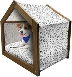 Ambesonne Colorful Wooden Dog House, Summer Nature Pattern With Doodle Of Bugs Beetles Dots Flowers And Sun, Indoor & Outdoor Portable Dog Kennel With Pillow And Cover, X-Large, Multicolor -Safavieh Furniture 51mbE9FpYL. AC