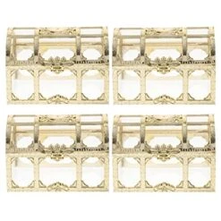 Toyvian Treasure Pirate Treasure Chest, 4pcs Plastic Pirate Treasure Chest Box Vintage Jewelry Storage Gold Plastic Chests Pirate Play Set For Boys And Girls Kids Treasure Box Prizes