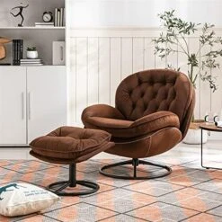 Velvet Swivel Accent Chair With Ottoman Set, Modern Lounge Chair With Metal Base Frame & Footrest, Comfy Single Leisure Sofa Chair Reading Chair With 360 Degree Swiveling For Living Room, Fruit Green -Safavieh Furniture 51mnNrNsKhL. AC