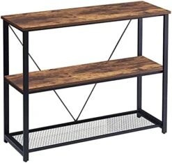 FELLYTN Console Tables For Entryway, Industrial Narrow Sofa Table With Metal Mesh Shelf 3 Tier Hallway Table, 31 Inch Rustic Brown -Safavieh Furniture 51moczBXLiS. AC