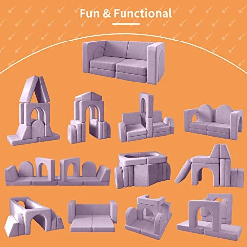 Wanan Kids Couch 10PCS, Toddler Couch With Modular Kids Couch For Playroom Bedroom, 10 In 1 Multifunctional Toddler Couch For Playing, Creativing, Sleeping, Indoor Kids Sofa (Blueberry) 4 Wanan Kids Couch 10PCS, Toddler Couch With Modular Kids Couch For Playroom Bedroom, 10 In 1 Multifunctional Toddler Couch For Playing, Creativing, Sleeping, Indoor Kids Sofa (Blueberry) - Image 4