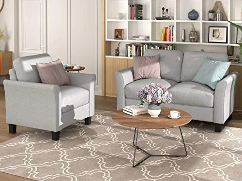 Harper & Bright Designs 2-Piece Classical Upholstred Sofa Set With Storage, Nailhead Trim And Wood Legs, Living Room Beige Sofa Set With 3-Seat Couch And 2-Seat Loveseat 15 Harper & Bright Designs 2-Piece Classical Upholstred Sofa Set With Storage, Nailhead Trim And Wood Legs, Living Room Beige Sofa Set With 3-Seat Couch And 2-Seat Loveseat - Image 15