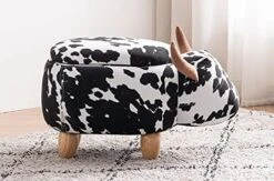Home 2 Office Cow Ottoman For Kids' Bedroom, Playroom, Nursery, And Living Room, Animal Ottoman With Storage, Footstool For Kids, Black/White -Safavieh Furniture 51n2Yr7DXCL