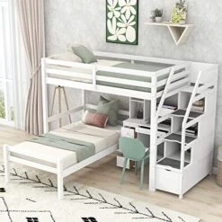 MOEO Twin Wood Bed Frame With Nightstand, Headboard And Footboard, For Kids, Bedroom Furniture, Home, No Spring Box Required & Easy Assembly, White 27 MOEO Twin Wood Bed Frame With Nightstand, Headboard And Footboard, For Kids, Bedroom Furniture, Home, No Spring Box Required & Easy Assembly, White -Safavieh Furniture 51n6pawkTzL. AC
