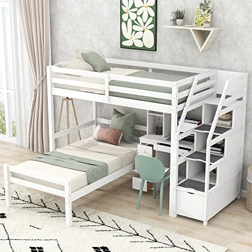 MOEO Twin Wood Bed Frame With Nightstand, Headboard And Footboard, For Kids, Bedroom Furniture, Home, No Spring Box Required & Easy Assembly, White 13 MOEO Twin Wood Bed Frame With Nightstand, Headboard And Footboard, For Kids, Bedroom Furniture, Home, No Spring Box Required & Easy Assembly, White - Image 13