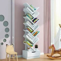 PAKMEZ Tree Shelf, Tree Shape Bookshelf, Bookshelf With Drawer, Room Divider Filing Rack Storage Rack, Space Saving,for Living Room Home Office Bookshelves In Office (Color : Blue, Size : 10 Floors) 21 PAKMEZ Tree Shelf, Tree Shape Bookshelf, Bookshelf With Drawer, Room Divider Filing Rack Storage Rack, Space Saving,for Living Room Home Office Bookshelves In Office (Color : Blue, Size : 10 Floors) -Safavieh Furniture 51nRXlBpfgL. AC