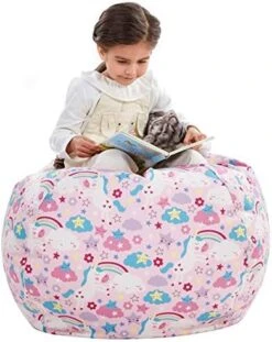 Nobildonna Stuffed Animal Storage Bean Bag Chair Cover Only For Kids Girls Toddler, Large Beanbag Chair Without Filling For Organizing Children Soft Plush Toys -Safavieh Furniture 51nWuJQY1XL. AC
