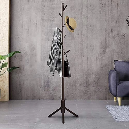TinyTimes Wooden Coat Rack Free Standing, Cactus Shape, Sturdy Rustic Hall Tree Coat Tree Coat Hanger With 6 Hooks, For Coat, Hat, Clothes, Scarves, Handbags, Umbrella - White 6 TinyTimes Wooden Coat Rack Free Standing, Cactus Shape, Sturdy Rustic Hall Tree Coat Tree Coat Hanger With 6 Hooks, For Coat, Hat, Clothes, Scarves, Handbags, Umbrella - White - Image 6