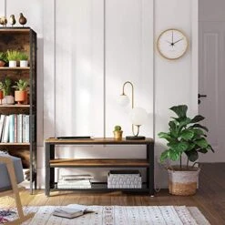 VASAGLE BRYCE TV Stand For TVs Up To 43 Inches, Storage Console With Metal Shelf, Easy Assembly And Sturdy Design, Adjustable Feet, 39.4 X 15.7 X 20.3 Inches, Industrial, Rustic Brown ULTV40BX -Safavieh Furniture 51njUjoEKOL