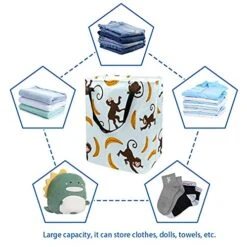 Happy Monkeys Yellow Banana Pattern Laundry Hampers,Waterproof Folding Laundry Basket With Handles For Baby Nursery College Dorms Kids Bedroom -Safavieh Furniture 51o1dKAHZQS