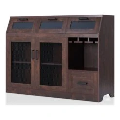 Furniture Of America Coffman Wood Wine Storage Buffet In Vintage Walnut