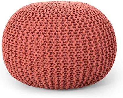 Christopher Knight Home Nahunta Pouf, Coral 9 Christopher Knight Home Nahunta Pouf, Coral - Image 9