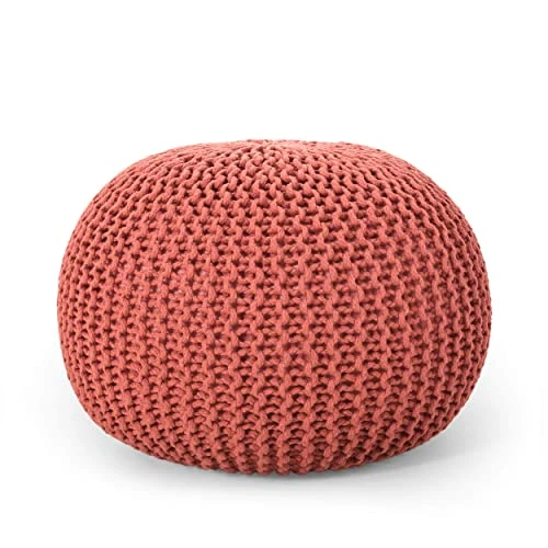 Christopher Knight Home Nahunta Pouf, Coral 1 Christopher Knight Home Nahunta Pouf, Coral