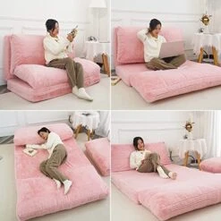 N&V Folding Matress Sofa Bean Bag, Foam Filling Folding Matress Sofa, Includes Removable And Machine Washable Cover, Soft Faux Fur (Pink) 14 N&V Folding Matress Sofa Bean Bag, Foam Filling Folding Matress Sofa, Includes Removable And Machine Washable Cover, Soft Faux Fur (Pink) -Safavieh Furniture 51o8haVHFCL