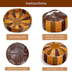 Bohepuffex Handmade Moroccan Pouf Foot Stool Round & Large Storage Cover Bohemian Style Ottoman An Exotic Décor For Living Room Bedroom Or Wedding Gifts Faux Leather Unstuffed Only Cover (color Block) 13 Bohepuffex Handmade Moroccan Pouf Foot Stool Round & Large Storage Cover Bohemian Style Ottoman An Exotic Décor For Living Room Bedroom Or Wedding Gifts Faux Leather Unstuffed Only Cover (color Block) -Safavieh Furniture 51oBGpuKn0S