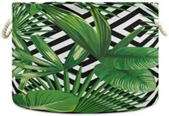 ALAZA Tropical Palm Tree Jungle Leaf Green Large Storage Laundry Basket With Handles For Blanket Towels Nursery Hamper Bin 20" X 20" X 14" -Safavieh Furniture 51oBTwTkjBL. AC