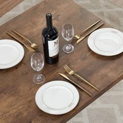 VECELO 5 Piece Kitchen Dining Room Set Wooden Rectangular Table For Breakfast Nook, Dinette With 4 Chairs, Retro Brown -Safavieh Furniture 51oDh2PtNyL