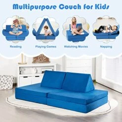 Costzon Convertible Kids Couch, 6-Piece Modular Sofa Playset / 2 Chair For Boy Girl W/Folding Mats & 2 Triangular Pillows, Washable Cover, Toddler To Teen Bedroom Playroom Furniture Activity Center -Safavieh Furniture 51oHOEOvCnL
