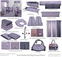 Bacati Woodlands Grey/Beige Neutral Cotton Hamper, Beige/Grey 9 Bacati Woodlands Grey/Beige Neutral Cotton Hamper, Beige/Grey -Safavieh Furniture 51oJvljF9WL