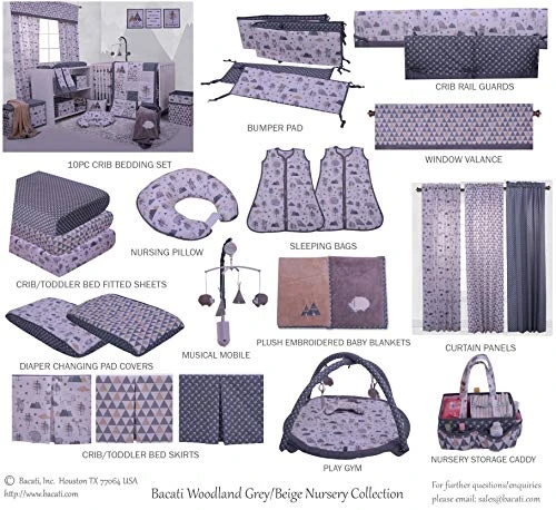 Bacati Woodlands Grey/Beige Neutral Cotton Hamper, Beige/Grey 5 Bacati Woodlands Grey/Beige Neutral Cotton Hamper, Beige/Grey - Image 5