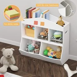 Toy Storage Organizer With Bookcase, Kids Bookshelf Toy Organizer White, Multifunctional Book And Toy Storage Cabinet, Freestanding Toy Storage Cubby For Boys Girls Playroom Nursery Classroom -Safavieh Furniture 51oK4Re4EnL