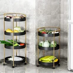 Free Standing Kitchen Storage Shelf Rack Kitchen Rack Floor Multi-layer Movable Trolley Bedroom Dormitory Storage Storage Rack Small Vegetable Rack Home Kitchen Bakers Rack Microwave Oven Stand ( Colo -Safavieh Furniture 51oLBKuWKjL