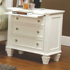 BOWERY HILL 3-Drawer Coastal Wood Nightstand In White/Silver -Safavieh Furniture 51oY9Y8bAOL
