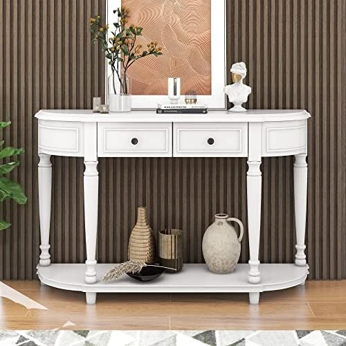 LZ LEISURE ZONE Console Table With Bottom Shelf, Buffet Sideboard Farmhouse Wood Storage Cabinet For Living Room (Antique Navy, 42“L) 7 LZ LEISURE ZONE Console Table With Bottom Shelf, Buffet Sideboard Farmhouse Wood Storage Cabinet For Living Room (Antique Navy, 42“L) - Image 7