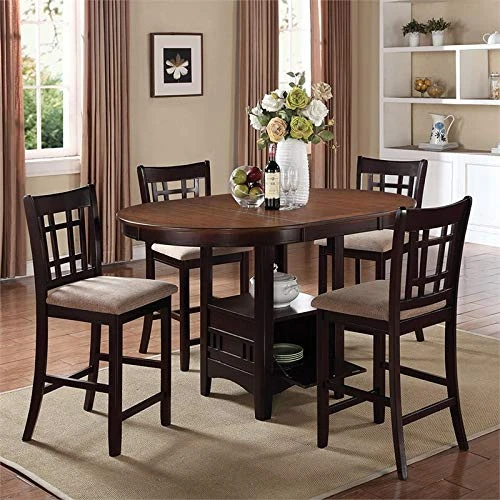 BOWERY HILL Extendable Wood Counter Height Dining Table In Chocolate 2 BOWERY HILL Extendable Wood Counter Height Dining Table In Chocolate - Image 2