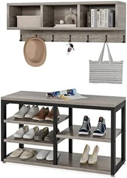 LITTLE TREE Coat Shoe Rack, Hall Tree Entryway Bench Set For Hallway, Living Room, Bedroom -Safavieh Furniture 51ohQsIsWDL. AC