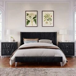 6-Piece Bedroom Set With Queen Size Platform Bed, 2 Nightstands, 5-Drawer Chest, Mirror And Dresser, Classical Wooden Bedroom Furniture Set, Milky White -Safavieh Furniture 51ouckZHF L. AC